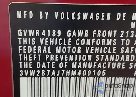 2017 Volkswagen Jetta 1.4T S from USA, damaged, VIN 3VW2B7AJ7HM409105